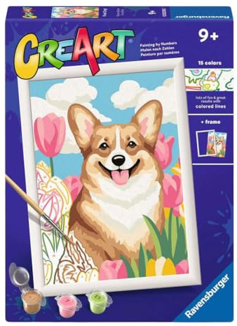 Ravensburger CreArt Serie D - Corgi | Malen nach Zahlen | Malset | Maße 25 x 18,30 cm | Spiele für Kinder 9 Jahre | Geschenkideen | Geschenk für Kinder 9 Jahre