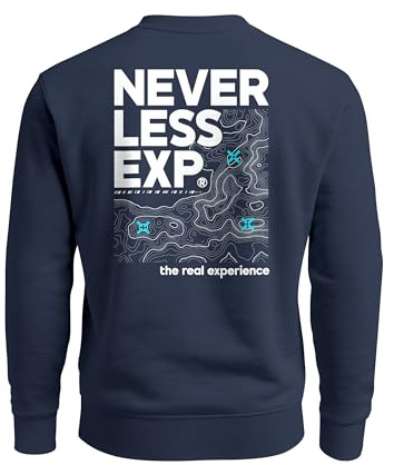 Neverless® Sweatshirt Herren Pullover mit Backprint Typographie Outdoor Topografie Grafik Fashion Streetwear