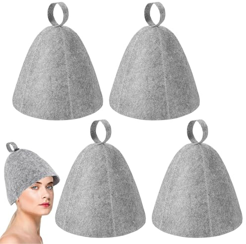 4 Stück Saunahut,Premium-Filz Sauna Hut,Interessant Saunamütze,Angenehm Zu Tragen,Für Männer Und Frauen Geeignet,Für Ein Gemütliches Und Angenehmes Saunaerlebnis (Grau)