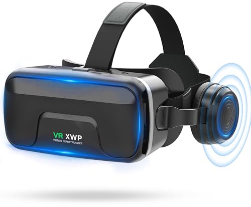 XWP Casque VR avec Écouteurs, Lunettes 3D De Réalité Virtuelle (VR) pour téléphone Portable, avec Lentille HD, pour iPhone Et Android (4,7–7,2), Immersif pour Jeux/Films, Cadeau pour Amis Et Famille