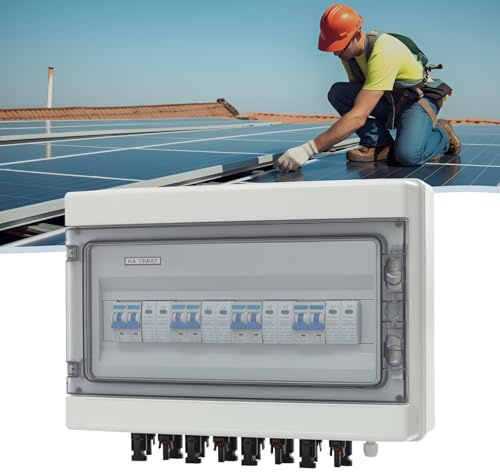 PV Kombinator-Box, 4 Eingänge 4 Ausgänge, 1000V DC 40A – IP65 Wasserdichte Solar-Anschlussdose mit Überspannungsschutz & Trennschalter für Photovoltaik-Anlagen, Wohnmobile & Balkonkraftwerke