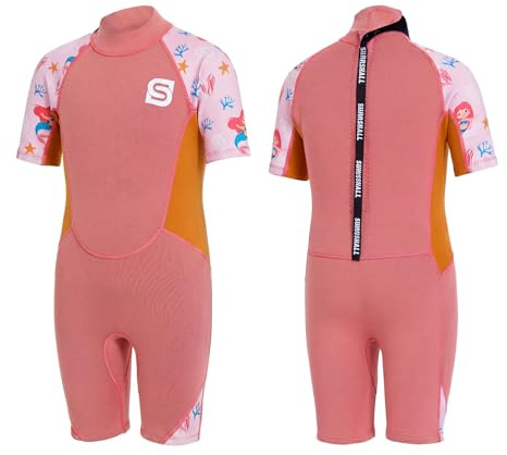 Summshall Combinaison en néoprène pour enfants, 2 mm - Thermique - Shorty - Pour garçons, filles et tout-petits - Flexible et chaud - Protection solaire UPF50+ - Pour la natation, le surf, la plage