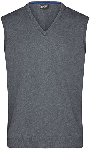 James & Nicholson Men's Jn657 Sweater Vest, Heather-Grey, M