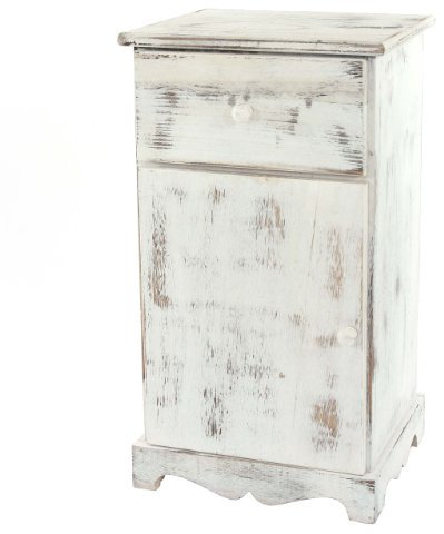 Mendler Kommode Beistelltisch Nachttisch Telefontisch, 63x35x29cm, Shabby-Look, Vintage - weiß