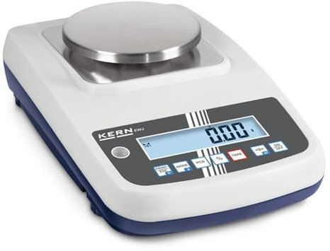 KERN Hochwertige Präzisionswaage mit Interner Justierautomatik, Optional mit Eichung, 3000g Wägebereich, 0.01g Ablesbarkeit, 220mm x 340mm x 105mm