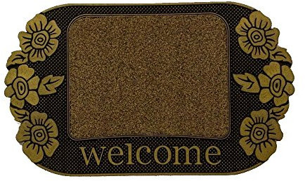 MATTEX New Madeira Entrance Welcome Floral Door Mat - Indoor Outdoor - Non Slip - Heavy Rubber Welcome Home Doormat : (Gold)