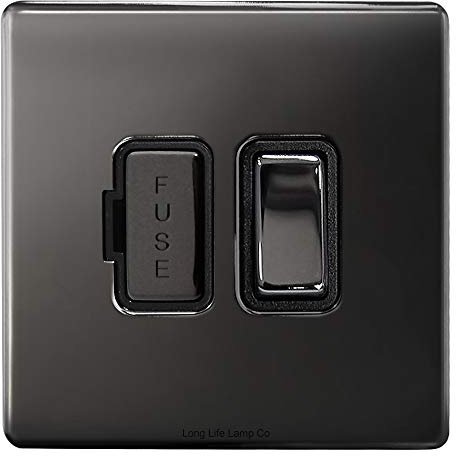 Metal Polish Black Nickel 13A Switched Fused Spur Connection Unit Screwless Plate Finish N422GME