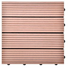 SIENOC Terrassen-Fliese aus WPC Kunststoff, Einzelfliese, Garten-Fliese,Balkon Bodenbelag mit Drainage Unterkonstruktion (30x30 cm, Hellbraun)