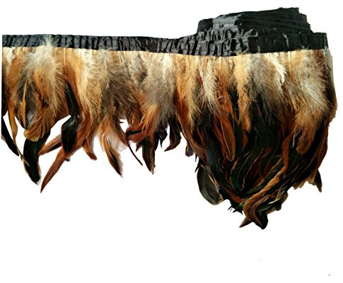 keland 2 Yards Hahn Feder Fringe Trim 5-8in der Breite DIY Cape Schal Rock Halloween Kleid Dekoration (A-Braun)