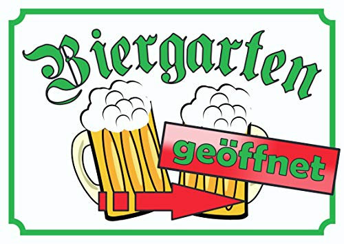 HB-Druck Biergarten geöffnet Schild Pfeil rechts A0 (841x1189mm)