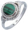 mantraroma Ring Damen Silber 925 Malachit Edelstein grün ausgefallen verspielt
