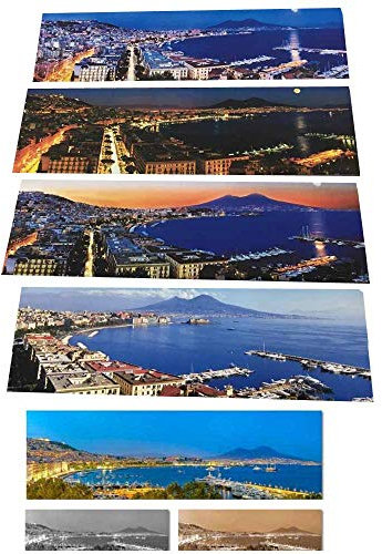 Bild auf Leinwand, 30 x 90 cm, Napoli Mix Wählen Sie aus der Panorama-Muster mit Rahmen aus Holz, Höhe 3,5 cm, Haus Bar RISTORANTI, inklusive Schlüsselanhänger
