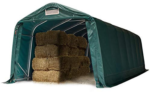 TOOLPORT Abri Tunnel Robuste 3,3x8,4 m résistant aux intempéries Bâche PVC 800N Abri Tente de Stockage Vert