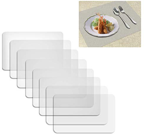 iSuperb 8PCS Klare Tischsets Kunststoff rutschfest Abwaschbar Tischmatten Hitzebeständig Tischsets für Küche Speisetisch