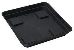 Confezione da 10 piatti quadrati neri, in plastica, 15 x 15 cm, per vasi quadrati