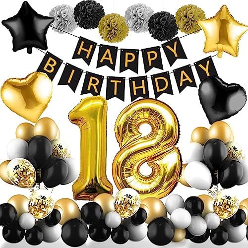 Amteker 18 Geburtstag Deko, 18. Geburtstag Junge Mädchen, 18. Geburtsta Deko Luftballons , Happy Birthday Girlande Deko , 18 Geburtsta Deko Happy Birthday Deko