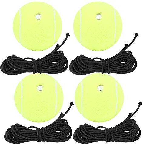 Tennis Trainingsball mit Schnur, 4 Set Tennis Trainer Tennisball und Elastisches Schnur Selbststudium Praxis Tennisball Training Tool für Anfänger Schlagübungen