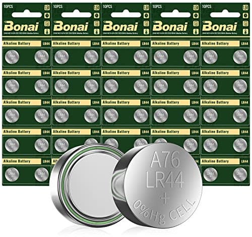 BONAI LR44 1,5V Batteria Bottone 50 pezzi AG13 Batteria Lunga Durata Alcaline Senza Mercurio (357 / 357A / L1154 / A76 / GPA76)