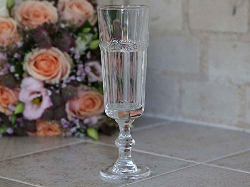 Chic Antique Antoinette Champagnerglas mit Perlenkante H18xØ cm Glas Sektglas Tulpe 71164-00