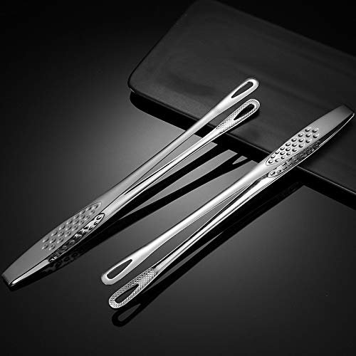 2 Pcs Stainless Steel Food Tongs Extra-Long Tweezers Tongs,Japanese Style Multifunction Cooking Tongs,Anti-Heat Bread Clip Pastry Clamp Best for Grilling Salad Fish Thick Steak Kitchen Tongs