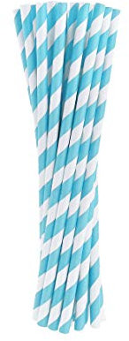 GODAN Lot de 24 pailles à rayures bleu clair