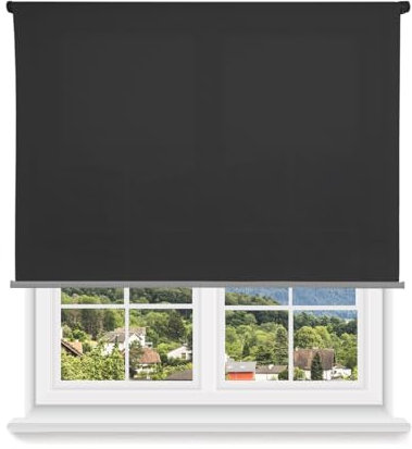 HOME MERCURY - Estor Enrollable translúcido Liso (150x180 cm, Negro)