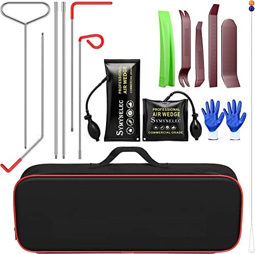 Menborn Kit d'outillage professionnel pour voiture, 16 pièces avec long manche, pompe à coin d'air, cale sans trace, gants, indispensable en cas d'urgence