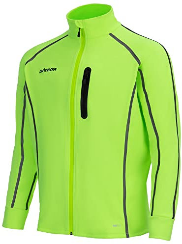 Airtracks Herren Thermo Jacke AIR TECH II Fahrradjacke Laufjacke Radlerjacke Radjacke Wasserdicht Winddicht Windstopper Atmungsaktiv Reflektierend - neon S