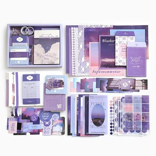 Lightheart Design Diary A6 Travel Bullet Journal Set: taccuino a scacchi viola con accessori per bullet journal, set creativo da 155 pezzi, set regalo fai da te per adolescenti
