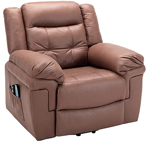 ZYLOYAL10 Recliner Chair, Power Lift Recliner,Lift Chairs Recliners for Elderly, Electric Massage Heating Chair for Seniors Living Room Armchair-Tech cloth (Brown)