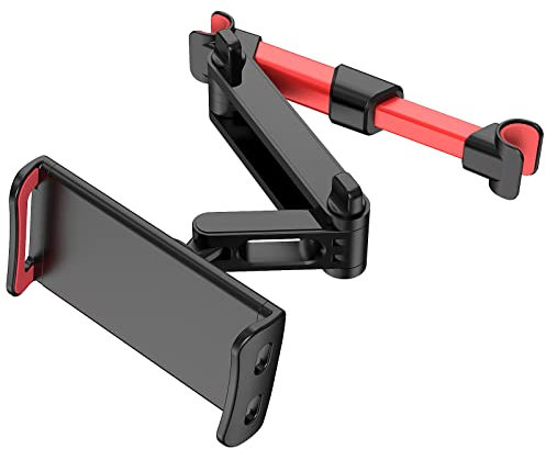 Giftorld Soporte para reposacabezas de Coche Giratorio 360°, Soporte de Asiento Trasero Ajustable para Tablet y teléfono móvil, iPad Air Mini(Rojo)