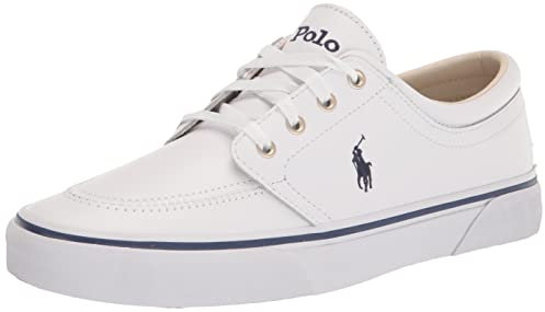 POLO RALPH LAUREN Herren Faxon Low Sneaker, Weißes marineblaues Polypropylen, 40 EU