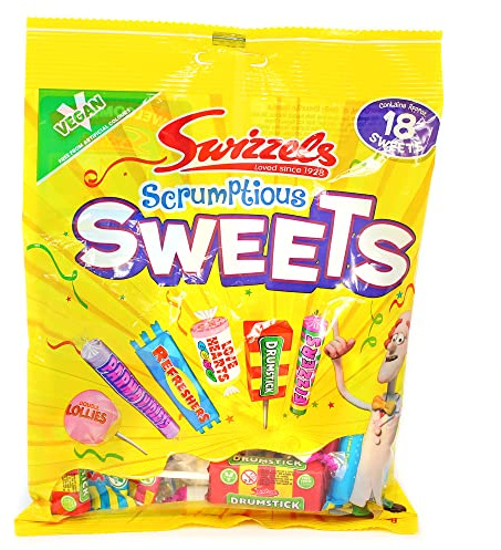 Swizzels Scrumptious Sweets Mixed Bag A Selection of Mouthwatering Chewy Sweets and Lollipops Vegan Friendly Approximately 14 Per Bag 12x 134g