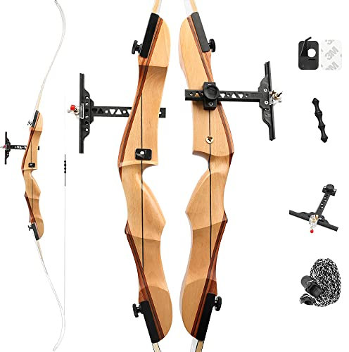 wolfman Recurvebogen Set Erwachsene 66/68/70 Zoll 12-40 lbs Recurve Bogen Set Praxis Bogen Jagdbogen für Bogenschießen Halle Schießen Wettkämpfe Übung Rechtshänder(Weiß Typ A, 70/22Lbs)