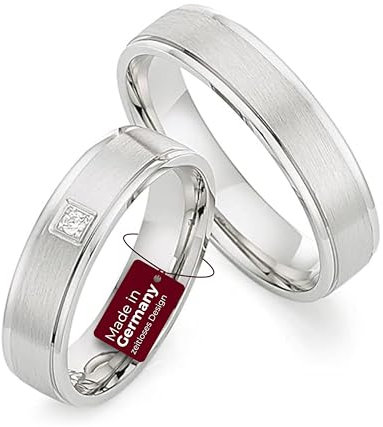 123traumringe Eheringe in 925 Silber I Partnerringe mit Etui & Gravur I Damenring mit 1 Zirkonia I Wählbare Ringgröße 50-74 mm I Hochwertige Verlobungsringe in 5 mm Breite & 1,5 mm Stärke I S71/S81