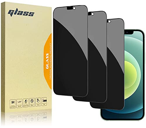 zonyee Privacy Screen Protector for iPhone 12 Pro Max, 3 Pack 9H Hardness Shatterproof Anti-Spy Tempered Glass Film Compatible with iPhone 12 Pro Max 6.7'', Edge to Edge Protection Film Case-Friendly