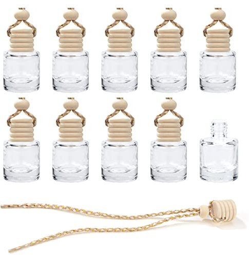 Auto-Lufterfrischer Parfümflasche 10 Stück 8ml Nachfüllbar Auto Parfüm Duft Diffusor Glas Flasche Aromatherapie ätherisches Öl Diffusor für Auto Zuhause Büro Parfüm Decor Zylindrisch