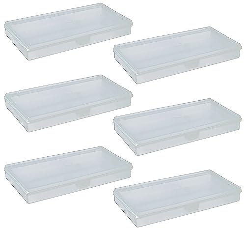 Eleanly 6 Pcs Small Plastic Box Rectangular Empty Mini Clear Plastic Organizer Storage Box Craft Storage Box with Flip Lid for Small Items and Other Craft Projects Jewellery and Pills (6)