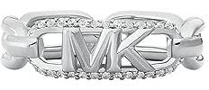 Michael Kors Women's Premium Kors MK Sterling Silver Pavé Empire Link Chain Ring, MKC1658CZ0409