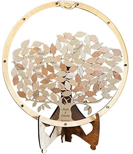 Gästebuch Set Hochzeit Gästebuch Fallbox transparent mit 1 Box Rahmen Runde Form 60 Blätter Aufbewahrungsbox Holz für Hochzeit Baby Shower Anniversary Party BOB