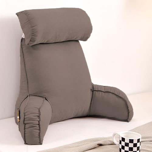 XIEMINLE Großes Lesekissen für Sofa, Stuhl, Bett, Armkissen, Kuschelkissen, Lendenwirbelstützkissen, Rückenlehne, Loungekissen, Taillenkissen, Rückenstützkissen zum Lesen, 75 x 40 x 55 cm, Kaffee