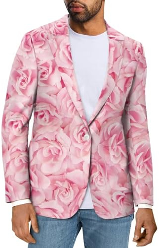 Sprowallow Blazers décontractés à un bouton pour homme - Veste de sport légère avec poches pour costume d'affaires, rose, Taille S