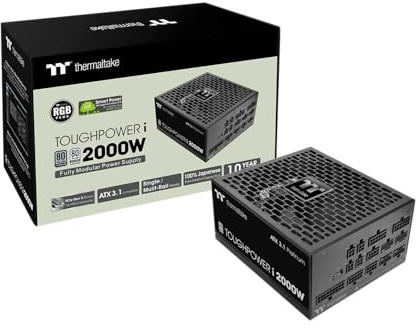 Thermaltake Toughpower i2000W | Fuente de Alimentación Digital ATX 3.1 | 80 Plus Platinum | PCIe Gen 5.1 con 12V-2×6 | Monitorización en Tiempo Real | Totalmente Modular