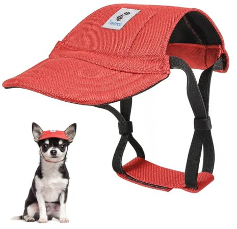 Pawaboo Hunde Baseballmütze, Hundemütze mit elastischen Ohrlöchern, Verstellbar Hundecap Sport Haustier Hut Sonnenschutz für kleine, mittelgroße & große Hunde, Outfits Hundekostüm (Rot, S)