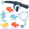 Jouet de bain pour bébé à partir de 1, 2, 3 ans, jouet de bain pour tout-petits avec 5 jouets de bain à remonter, jeu de pêche, jouet de bain avec filet de pêche, bâtons de pêche, jouets flottants
