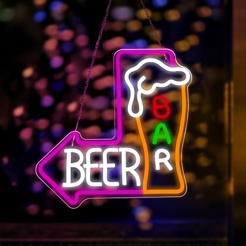 SHENEON Neonschilder für Bars Bier Neonlicht Zeichen Bierlichtschild als Wanddekor Bier Neonschild für Bar Club Spielzimmer Heim Geburtstagsfeier Dekor Geschenke Zeichen Size(12.75 * 13.07in)(XD082)