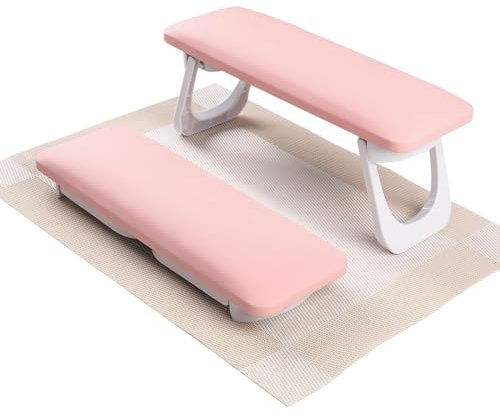 ANGNYA Nail Arm Rest for Nail Tech, Foldable Hand Rest with PVC Table Mat Manicure Hand Rest for Nail Salon and Home (Pink1)