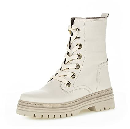 Gabor Damen Combat Boots, Frauen Stiefeletten,Winterschuhe,warm,gefüttert,Stiefel,Bootee,Booties,halbstiefel,Kurzstiefel,Panna,39 EU / 6 UK