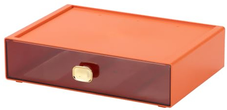 OSteed Desk Tidy Drawers, Worktop Organiser, Large Storage Box, Orange | 1 Large Drawer, Bathroom Storage Solutions, Letter Box, Makeup Brush Holder, Dressing Table, Single Drawer Unit, A4 Paper