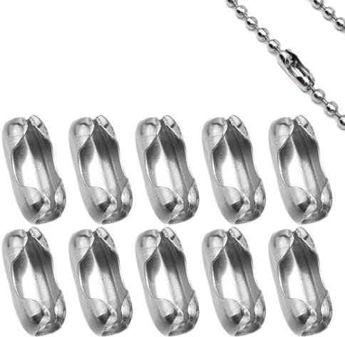 Blind Chain Connectors, 10 Pcs Blind Pull Cord Connector, Replacement Ball Chain Connectors, for Bead Chain Repair fits Curtain Roller, 4.5mm Roller Blind Chain Beaded Pull Chain Extension, Silver